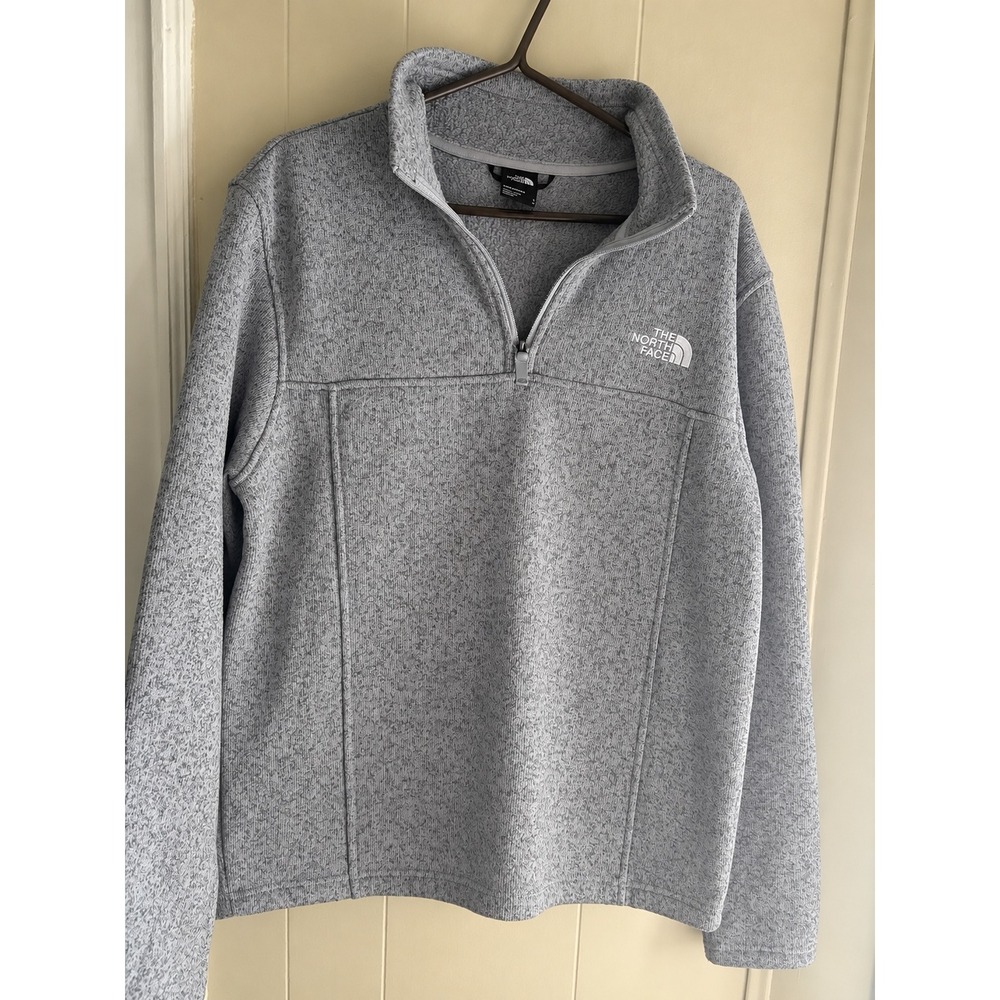 The North Face Mens Gordon Lyons Quarter Zip Fleece Pullover Grey Heather L